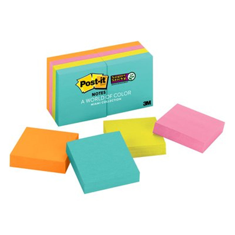 7100261625 - Post-it Super Sticky Notes 622-8SSMIA 48x48mm Supernova Neons, Pack of 8