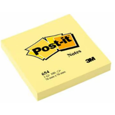 Post-it Notes 654-1 76x76mm Yellow 100sh