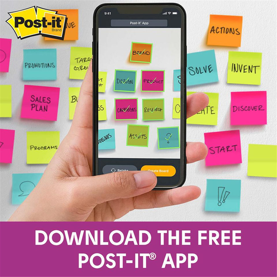 7100281210 - Post-it Super Sticky Notes 654-5SSAU 76x76mm Energy Boost, Pack of 5