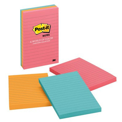 7100229683 - Post-it Lined Notes 660-3AN 101x152mm Poptimistic, Pack of 3