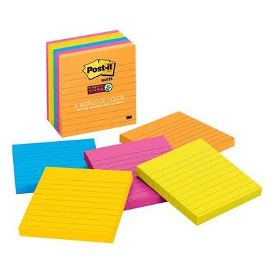 7010372294 - Post-it Super Sticky Lined Notes 675-6SSUC 101x101mm Energy Boost, Pack of 6