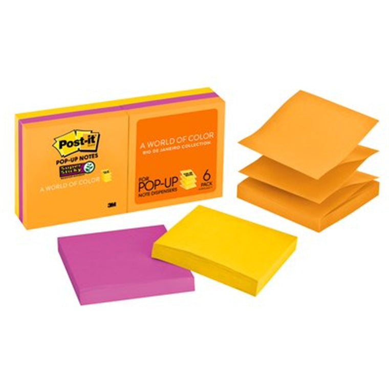 7100230166 - Post-it Super Sticky Pop Up Notes R330-6SSUC 76x76mm Energy Boost, Pack of 6