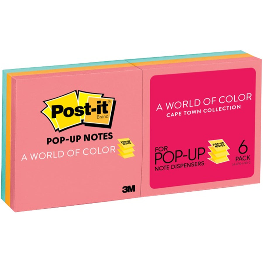 7100283424 - Post-it Pop Up Notes R330-AN 76x76mm Poptimistic, Pack of 6