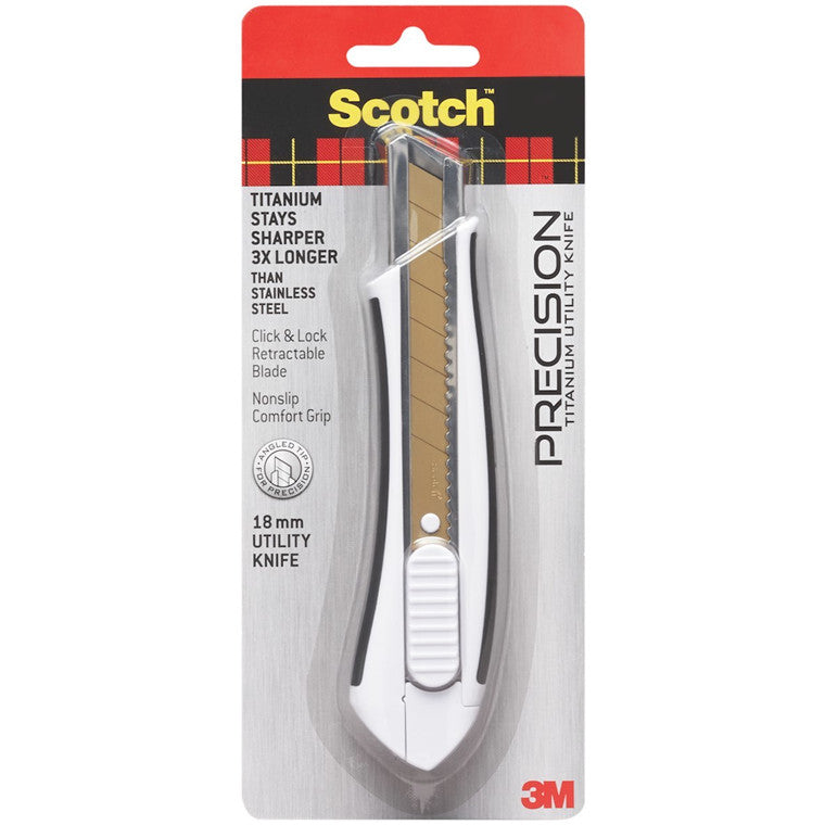 3M Scotch 70005245959 Titanium Utility Knife TI-KL - 18mm - Large - White