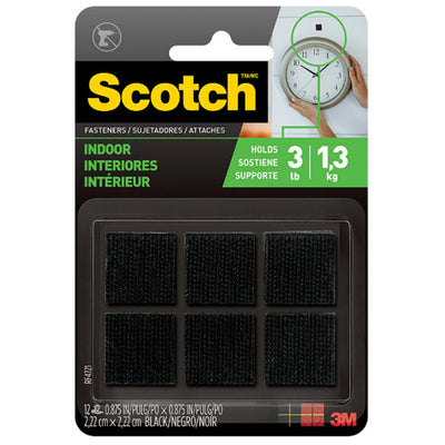 7100110928 - Scotch Klettverschluss Innenbereich RF4721 22x22mm Schwarz, Packung mit 6 Sets