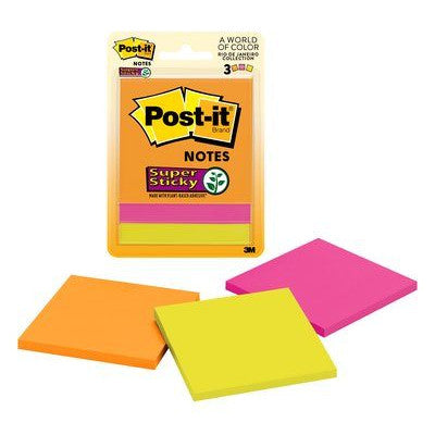 7100278300 - Post-it Super Sticky Notes 3321-SSAU 76x76mm Energy Boost, Pack of 3