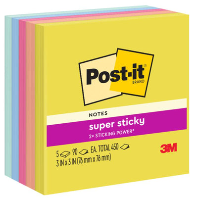 7100281223 - Post-it Super Sticky Haftnotizen 654-5SSJOY 76x76mm Summer Joy, 5er-Pack
