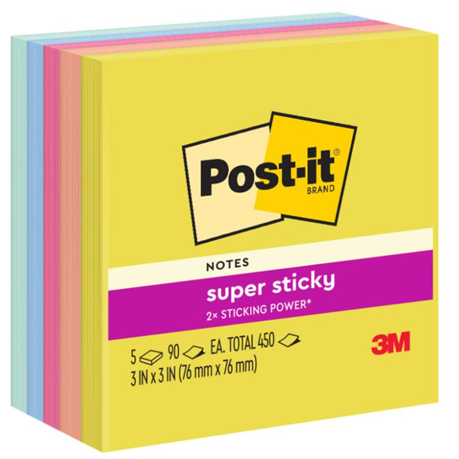 7100281223 - Post-it Super Sticky Notes 654-5SSJOY 76x76mm Summer Joy, Pack of 5