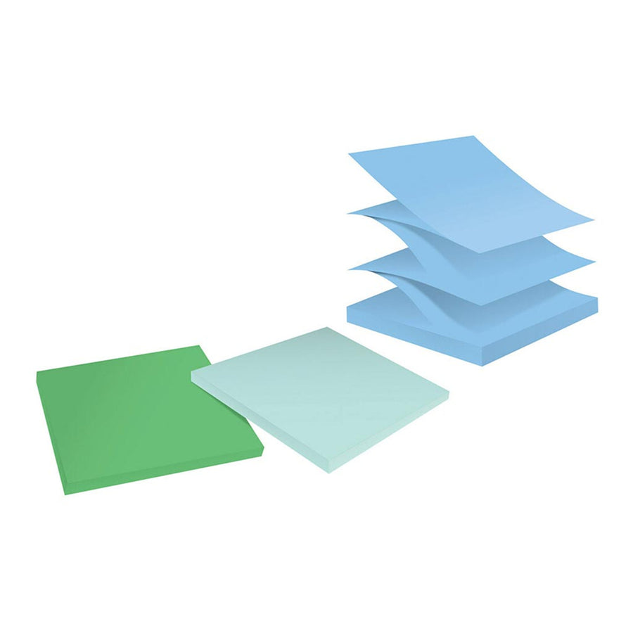 7100290433 - Post-it 100 Rec Super Sticky Pop Up Notes R330R-6SST 76x76mm Oasis, Pack of 6