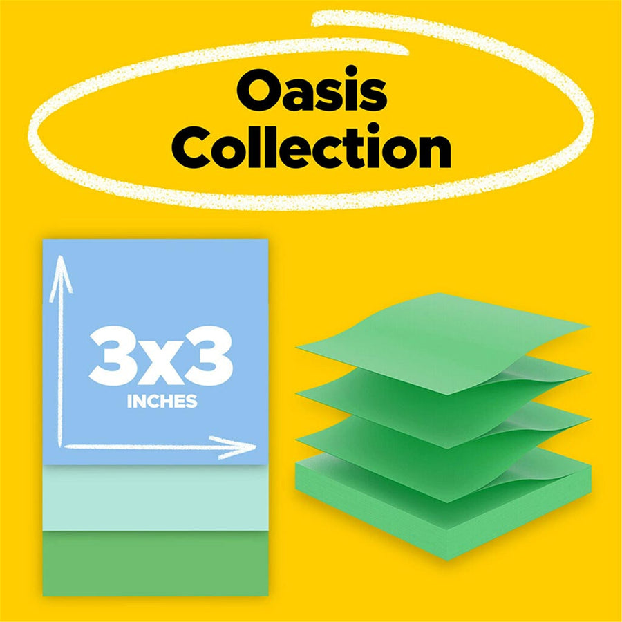 7100290433 - Post-it 100 Rec Super Sticky Pop Up Notes R330R-6SST 76x76mm Oasis, Pack of 6