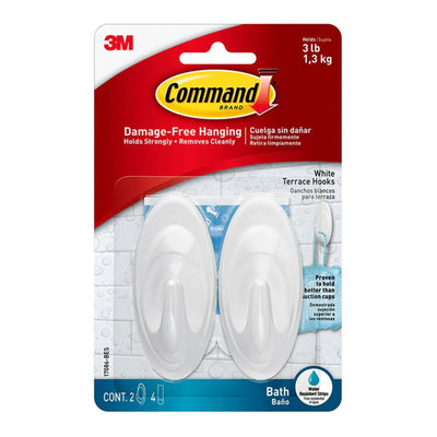3M Command  Bathroom Hook 17086Q-BES Medium White