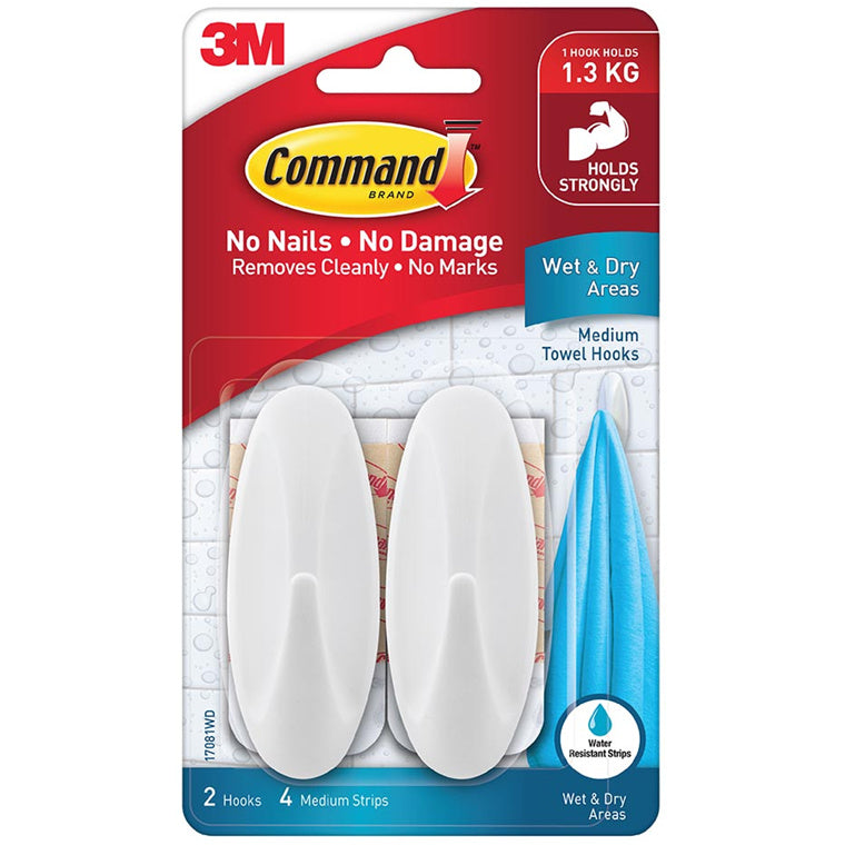 7011387426 - Command Wet Area Hook 17081WD Medium White, Pack of 2