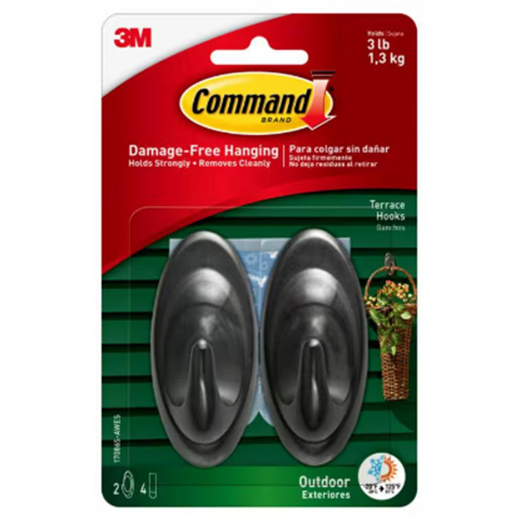 7010335854 - Command Outdoor Terrace Hooks 17086S-AWES Medium Slate, Pack of 2