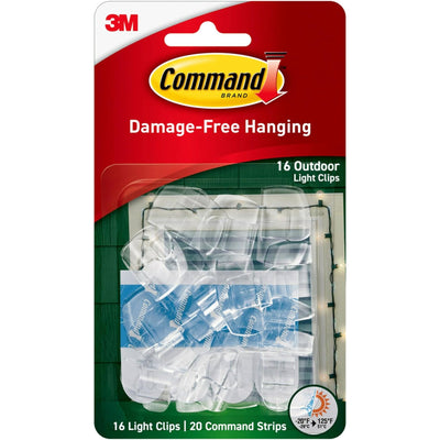 7100303485 - Command Outdoor Lichterketten-Clips 17017CLR-AWES Transparent, 16 Stück
