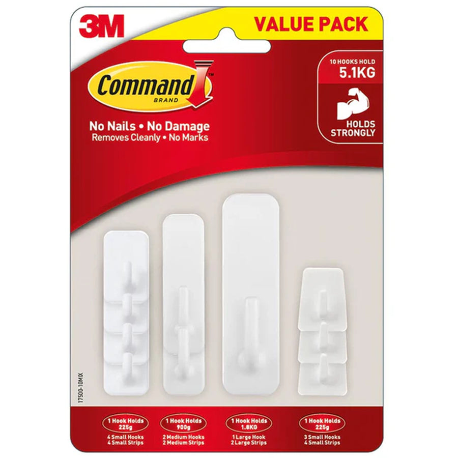 7100341498 - Command Hook 17500-10 Assorted White, Pack of 10