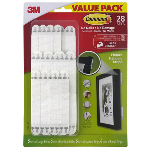 Command Picture Hanging Strips 17036-28 Assorted White, Pack of 28 Sets