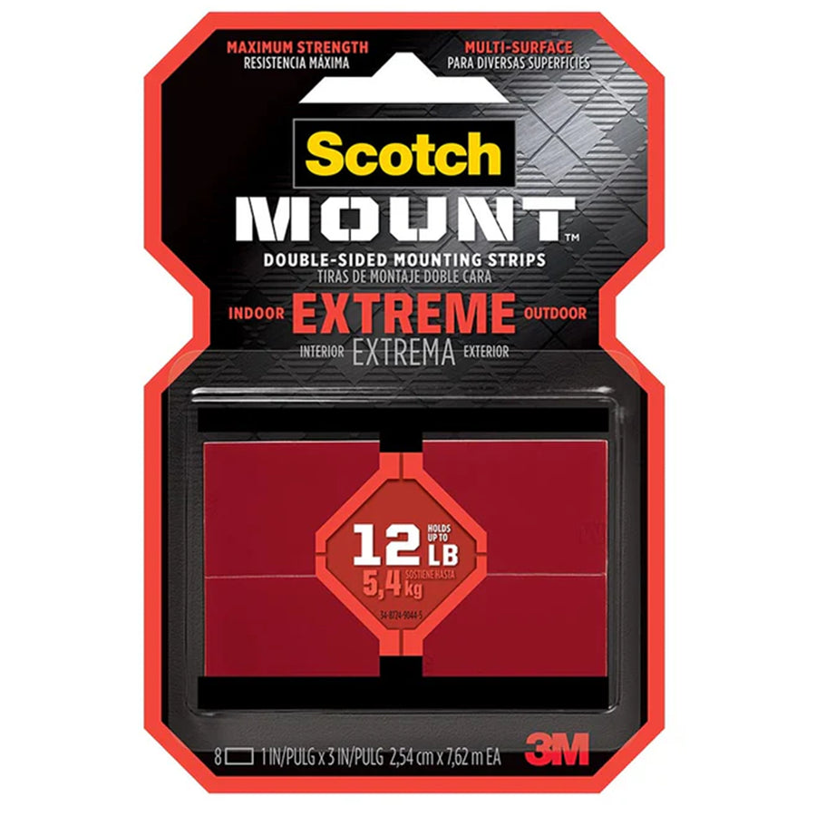 7100216166 - Scotch Extreme Mounting Strips 414H-ST 2.5x7.6cm, Pack of 8