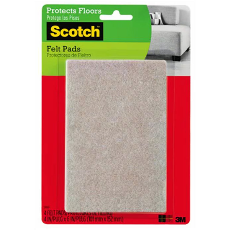 7100113023 - Scotch Felt Pads SP840 Rectangle Beige, Pack of 4
