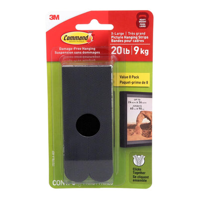 3M 7100335346 Command Bilder-Aufhängestreifen 17217BLK-ES X-Large Schwarz, 4er-Pack
