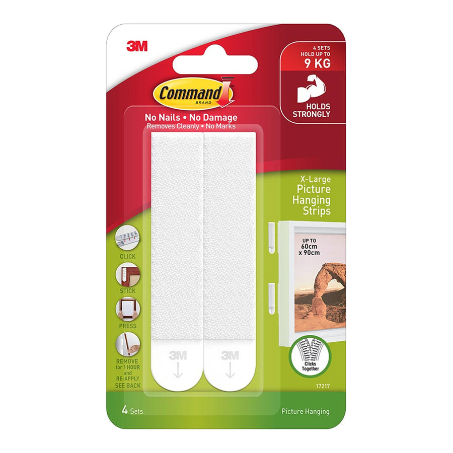 7100335345 - Command Picture Hanging Strips 17217-ES X-Large White, Pack of 4 Sets