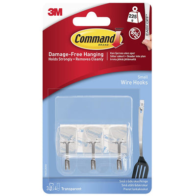 7100348042 - Command Haken 17067CLR, klein, klar, Draht, 3er-Pack