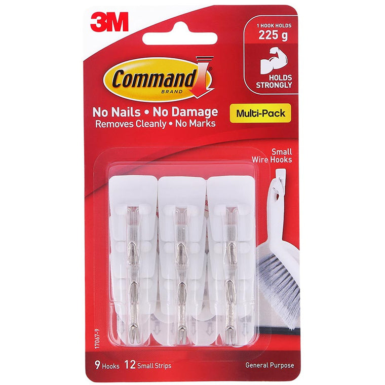 7100338219 - Command Hook 17067 Small White Wire, Value Pack of 9