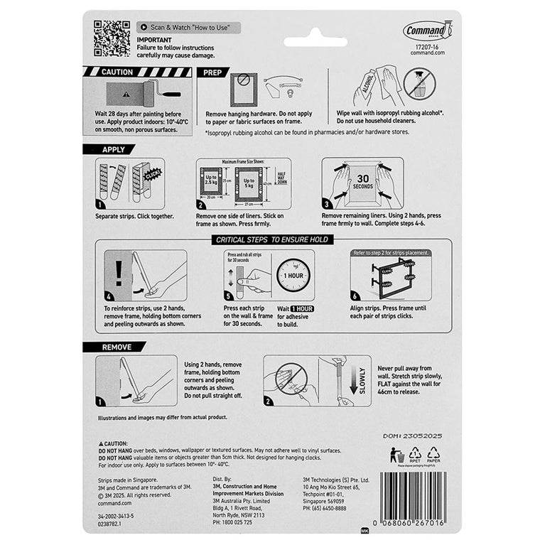 7100376093 - Command Picture Hanging Strips 17207-16 Narrow White, Value Pack of 16 Sets