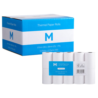 Matthews  50 rolls of box MPH22160 Thermal Paper Roll - White, 57x38mm