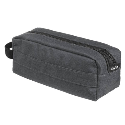 PC-2ZIPGY - Okin Pencil Case Barrel 2 Zip Dark Grey 22x8x8cm