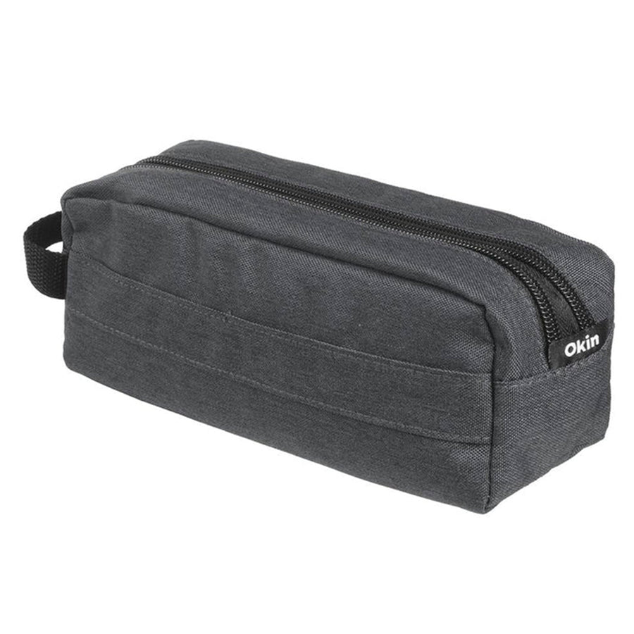 PC-2ZIPGY - Okin Pencil Case Barrel 2 Zip Dark Grey 22x8x8cm
