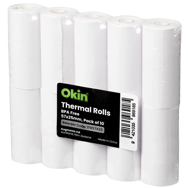 ITR57X25 - Okin Thermal Roll BPA Free 57x25mm, Pack of 10