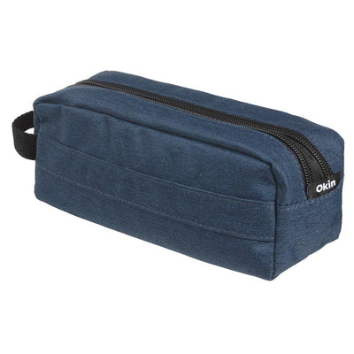 PC-2ZIPBE - Okin Pencil Case Barrel 2 Zip Denim Blue 22x8x8cm