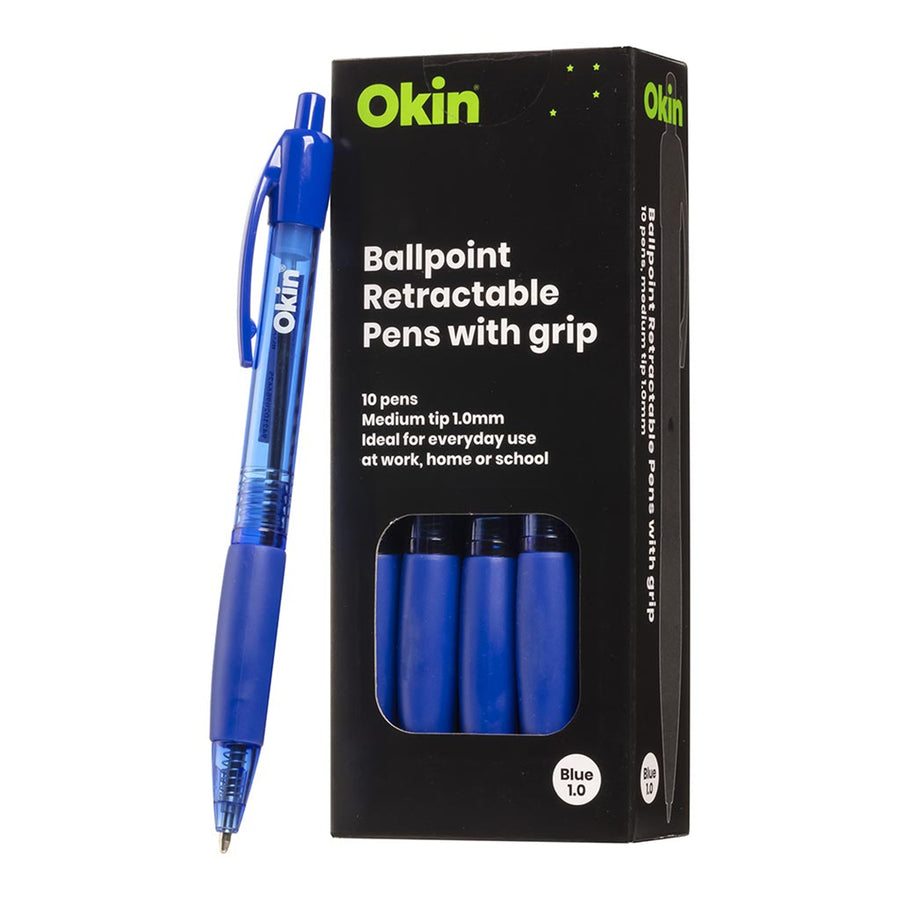 IBPRGBLUE - Okin Kugelschreiber, einziehbar, mit Griff, blau