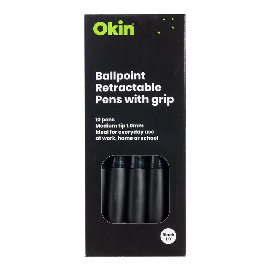 IBPRGBLK - Okin Ballpoint Retractable Pen with Grip Black