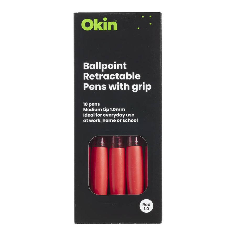 IBPRGRED - Okin Ballpoint Retractable Pen with Grip Red