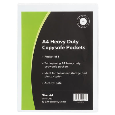 Okin CP12 - OSC Copysafe Pockets Heavy Duty A4 Unpunched, Pack of 5