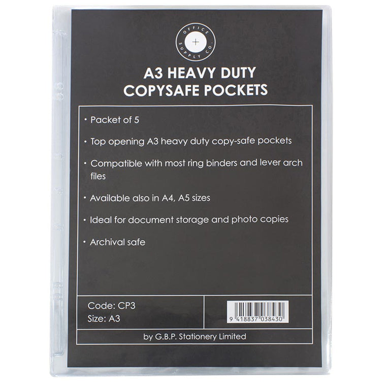 Okin CP3 - OSC Copysafe Pockets Heavy Duty A3, Pack of 5