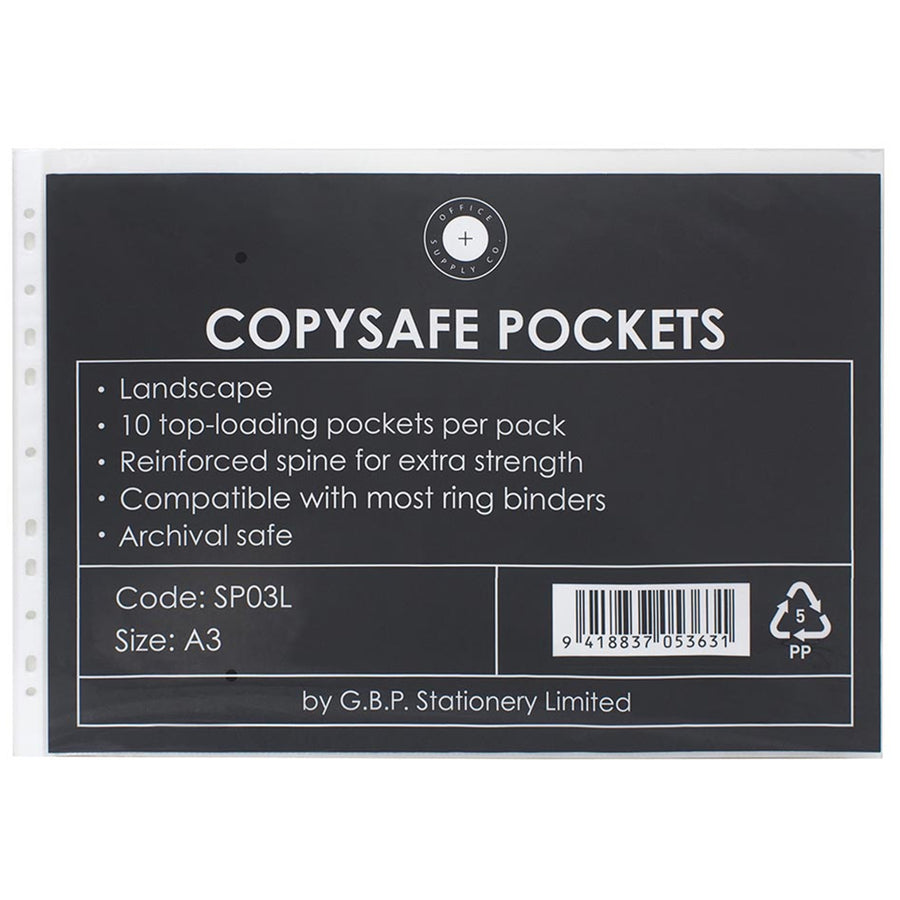 Okin SP03L Copysafe Pockets A3 Landscape, Pack of 10