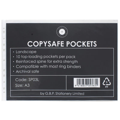 Okin SP03L Copysafe Pockets A3 Landscape, Pack of 10