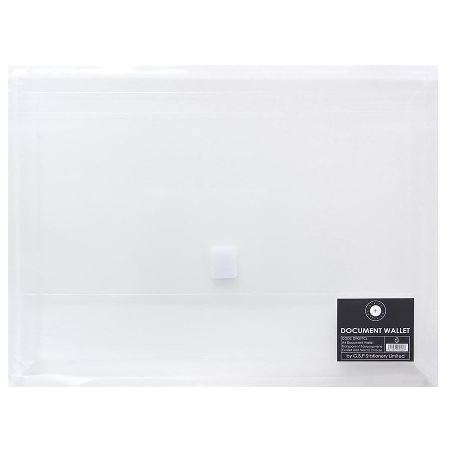DW297CL - Okin Document Wallet A4 Velcro Closure Clear