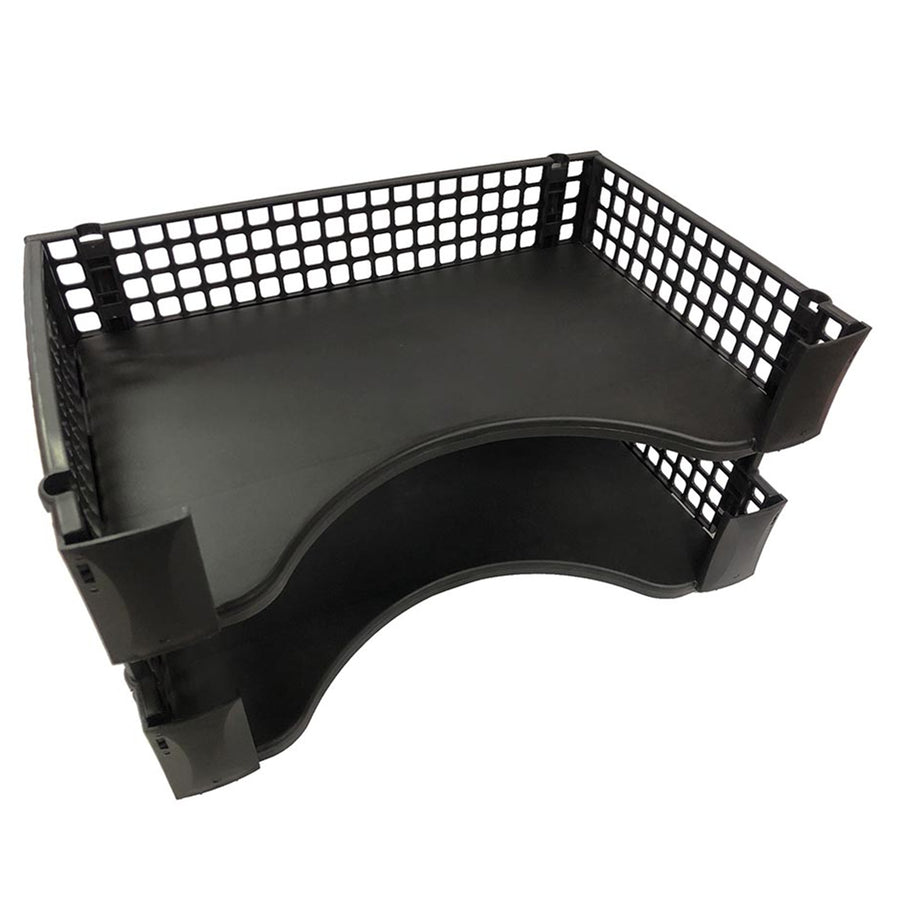 Okin DTSH03719 - OSC Dokumentenablage, stapelbar, schwarz, 2er-Pack