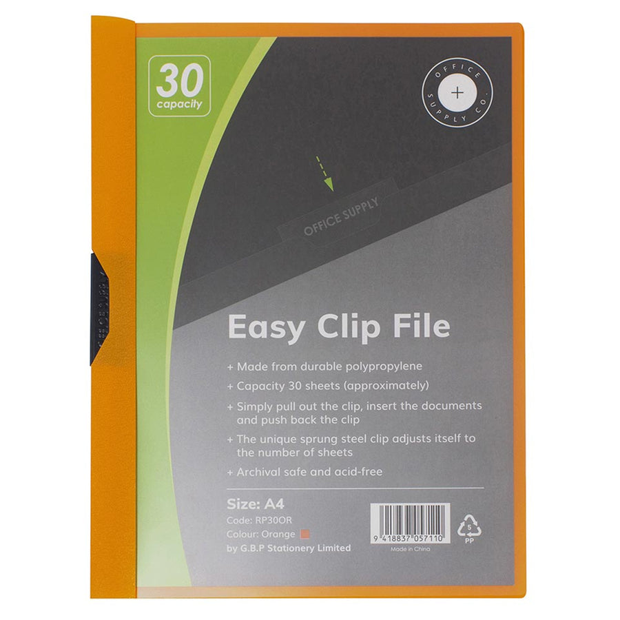 Okin RP30OR - OSC Clip Easy File A4 Orange 30 Sheet