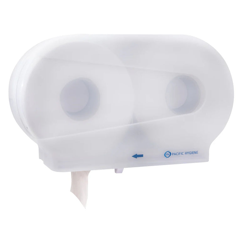 D33W - Pacific Hygiene Doppel-Jumbo-Toilettenpapierspender - Weiß