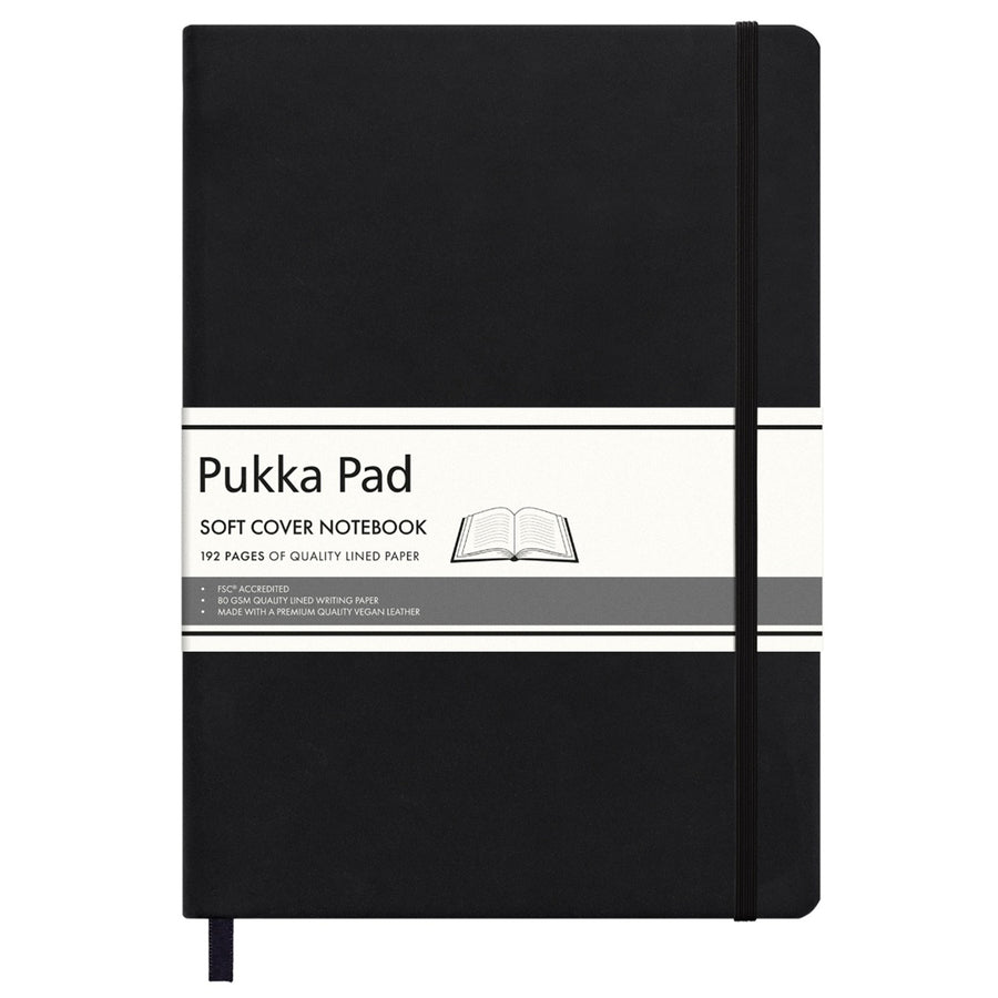 Pukka Soft Cover Lined Notebook 204 x 285mm Black