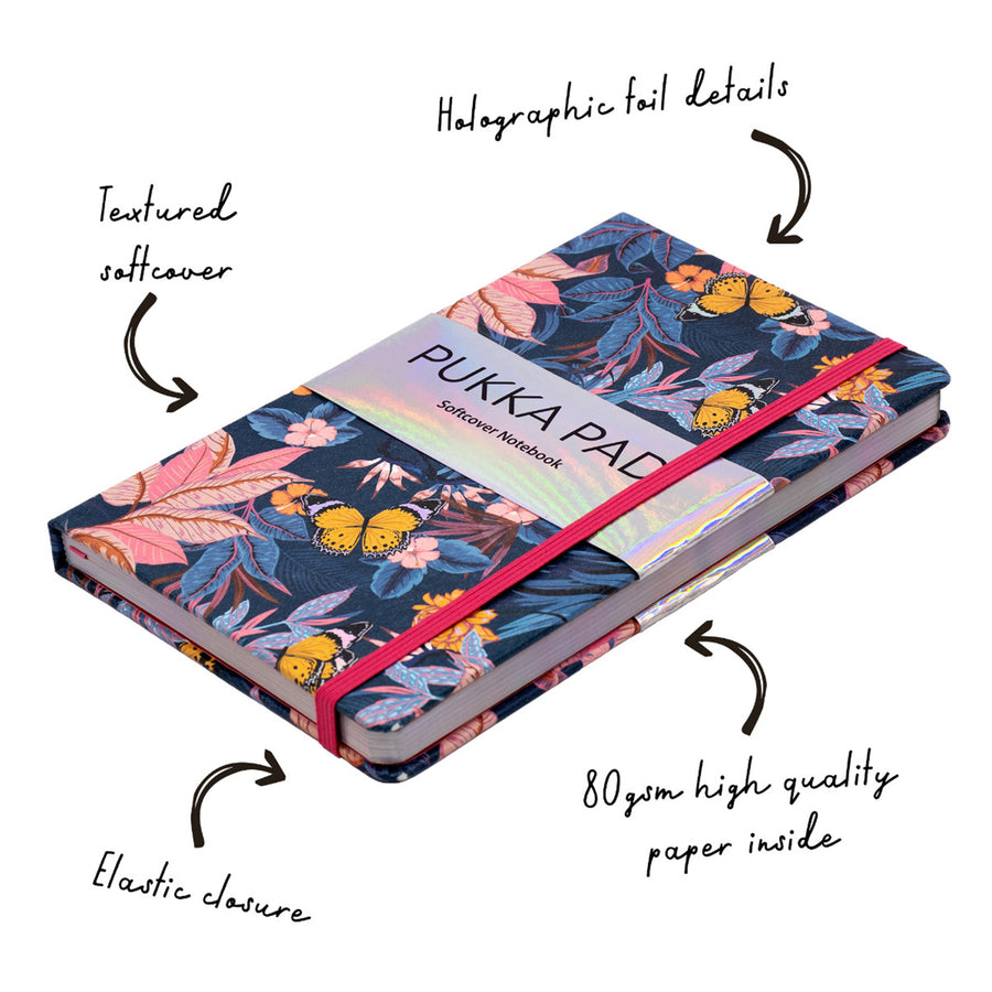 Pukka Bloom Softcover Notebook 13x21cm Blue