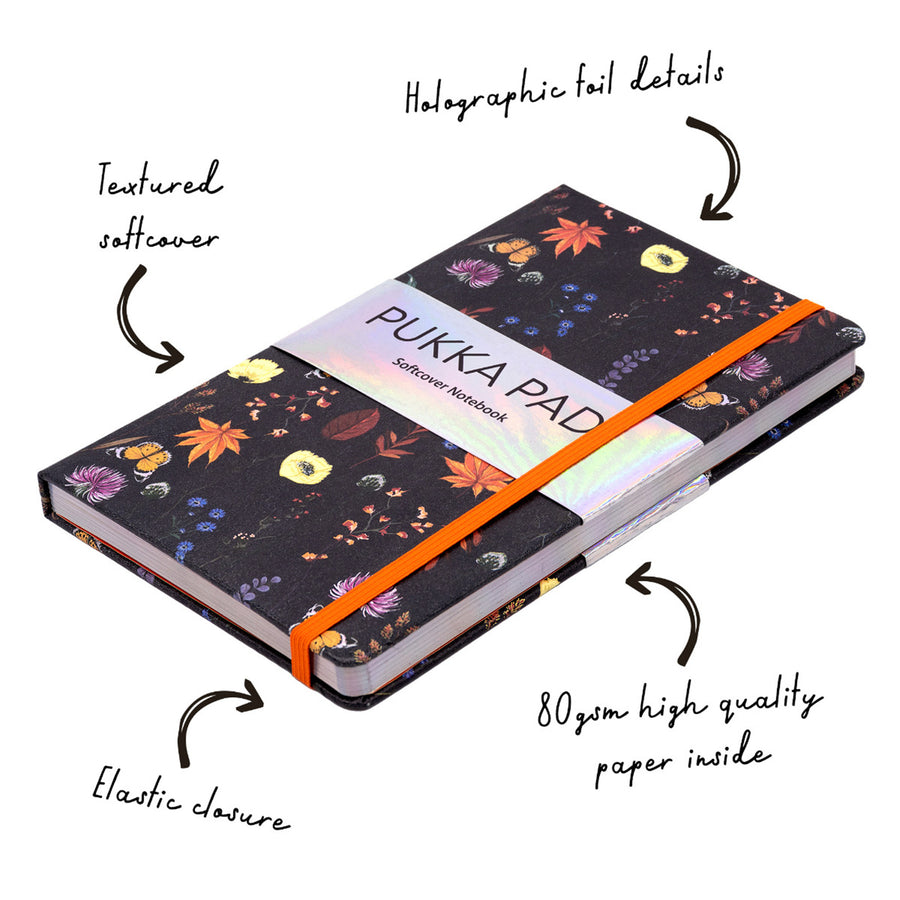 Pukka Bloom Softcover Notebook 13x21cm Black