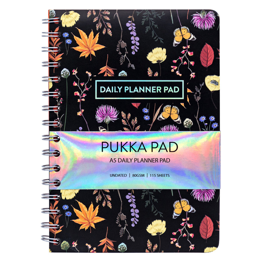P9742BLM - Pukka Bloom Tagesplaner Notizblock A5 Schwarz