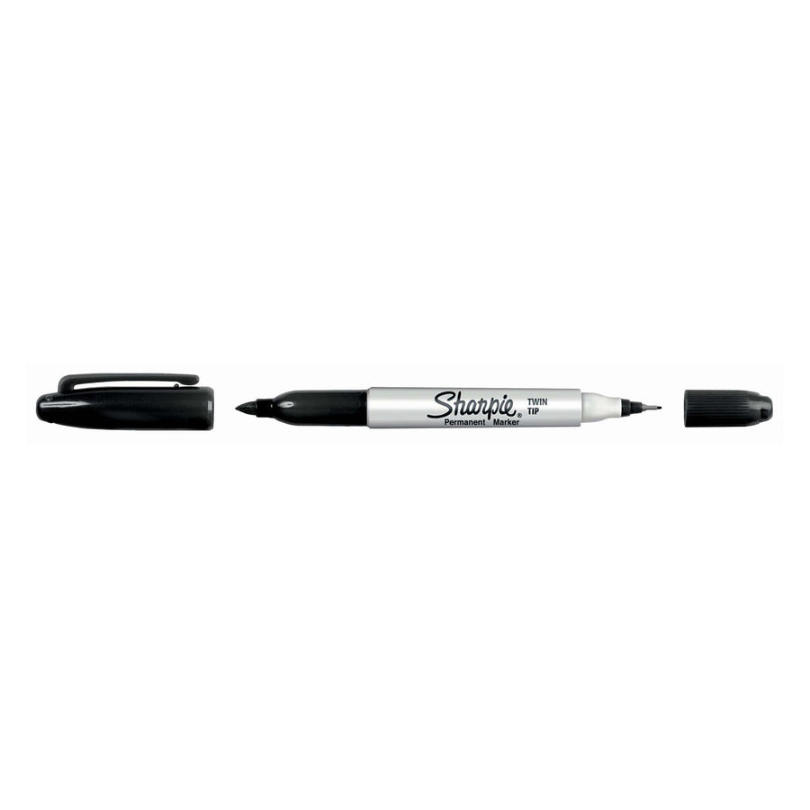 SHARPIE CD32101PP - Single Twin Tip Permanent Marker Fine & Ultra-Fine Tips. Permanent on most Surfaces