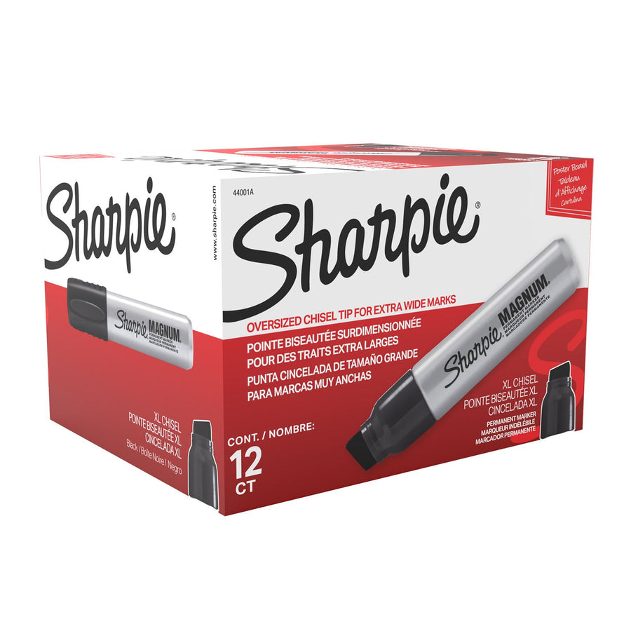 SHARPIE 44001A - 12-Pack Magnum Permanent Marker w/ Durable Chisel Tip. Extra-wide Chisel Tip. Bold