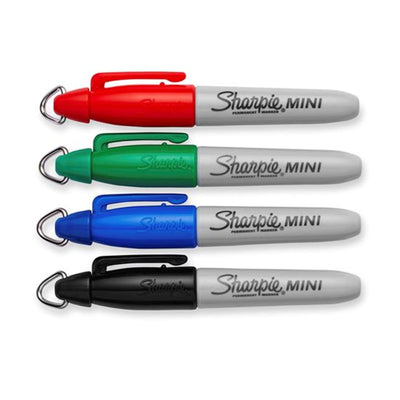 Sharpie Mini Fine Point Permanent Markers. 4-Pack. Permanent on most Surfaces. QuickDrying,Fade&Water-resistant Ink. Includes 4x Colours Black, Blue, Green & Red.